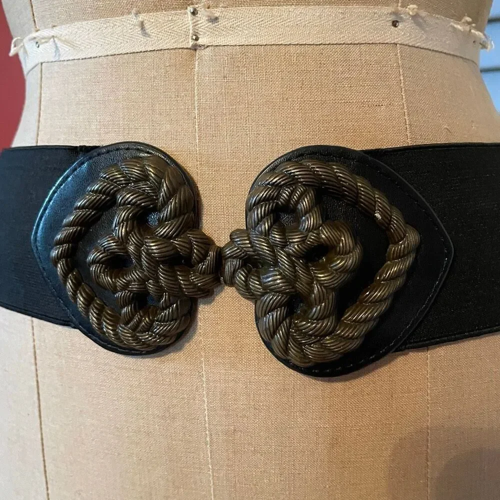 DEENA & OZZY | black & brown stretch belt S/M